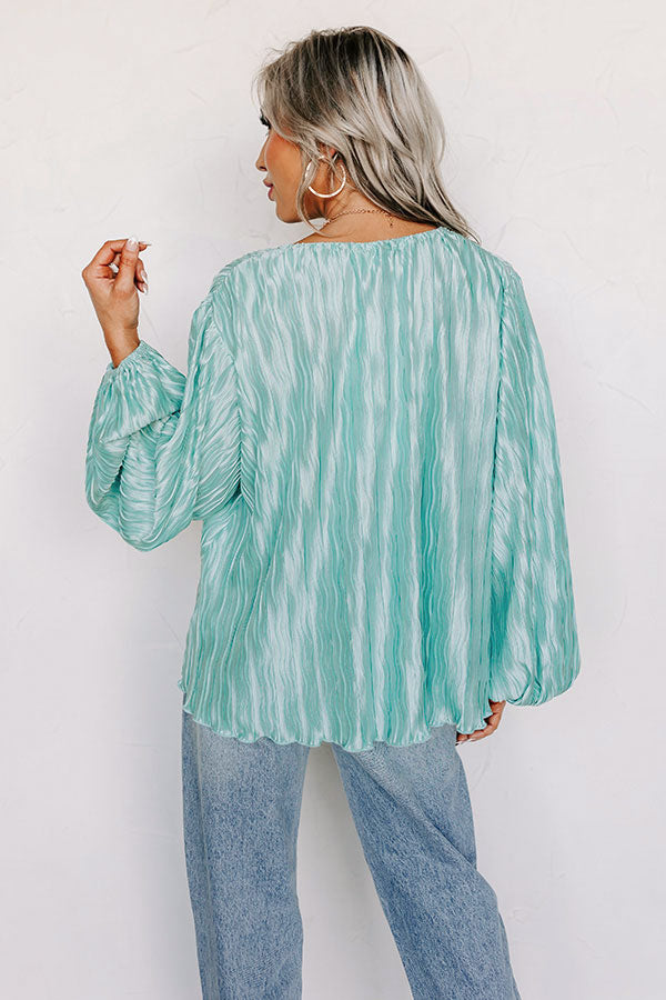 Posh Days Pleated Shift Top in Aqua