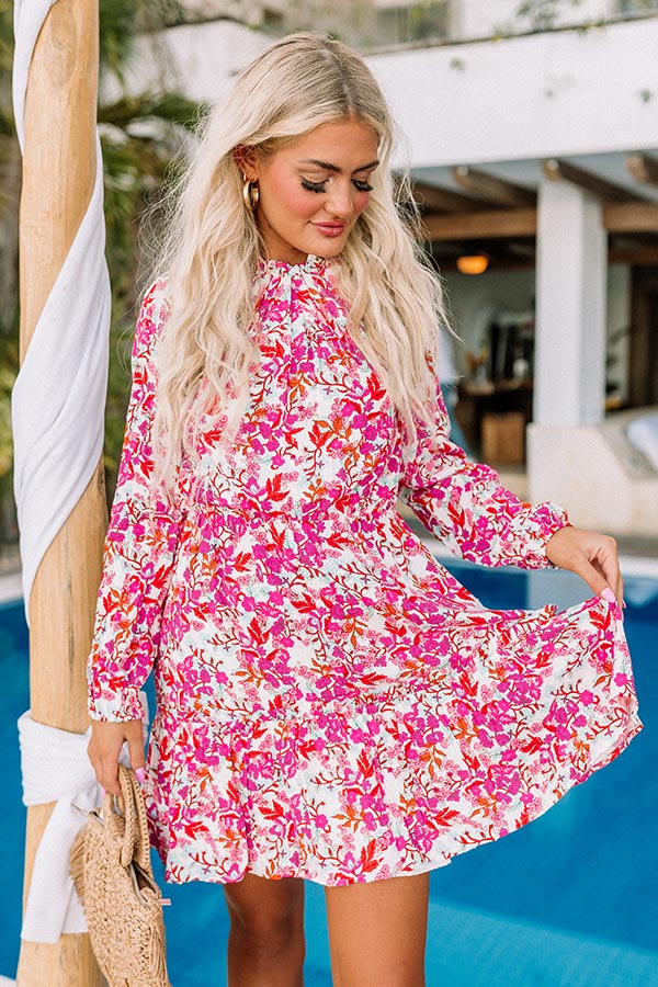 Malibu Pier Floral Dress in Pink