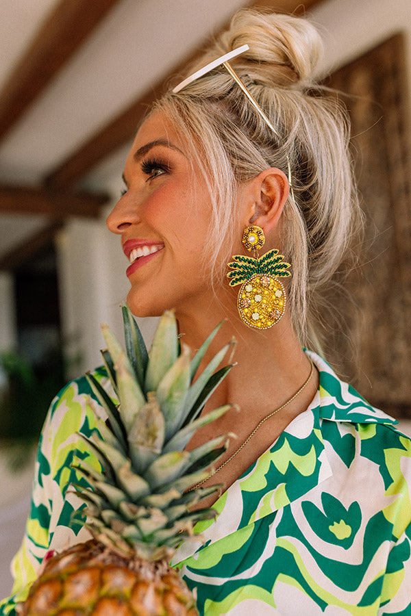 Pineapples In Paradise Beaded Earrings