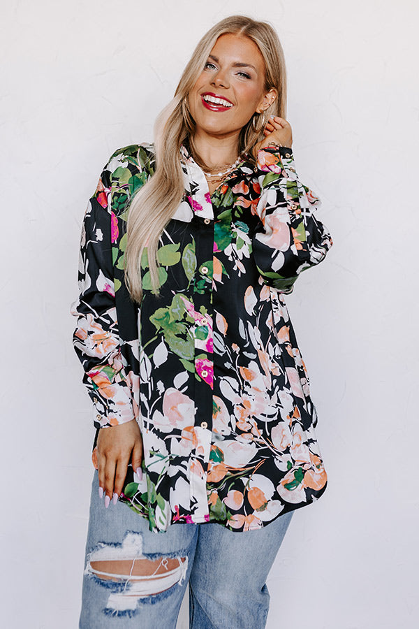 Mind On Malibu Button Up In Black Curves – Impressions Online Boutique