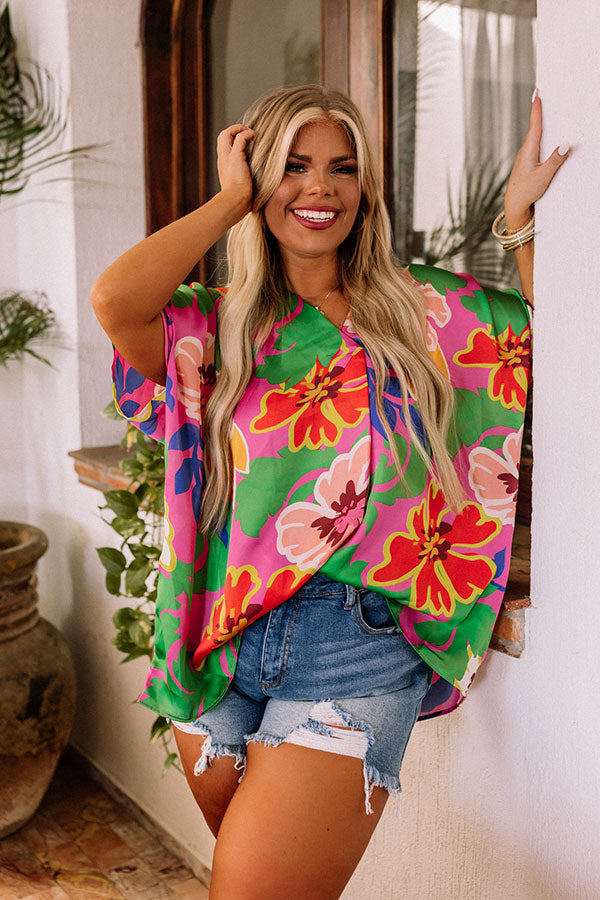 Swoop In Shift Tunic In Pink Curves