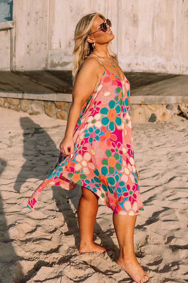 Sweet Georgia Peach Floral Midi Dress In Pink Curves