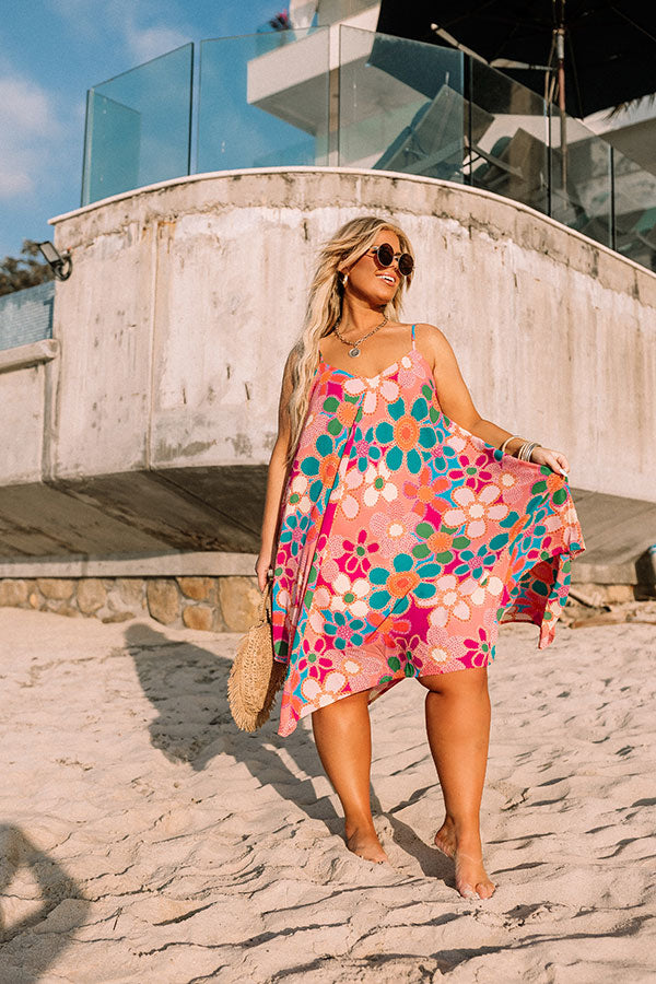 Sweet Georgia Peach Floral Midi Dress In Pink Curves