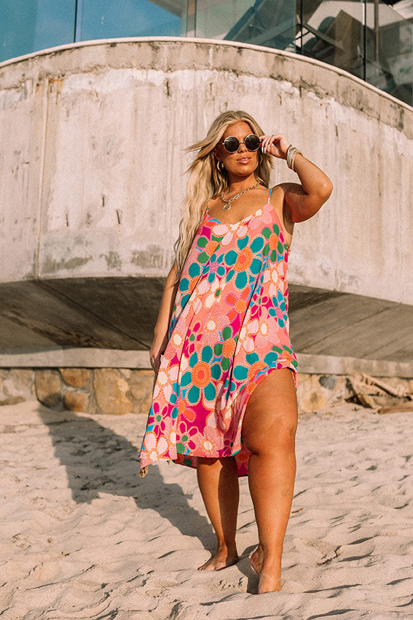 Sweet Georgia Peach Floral Midi Dress In Pink Curves