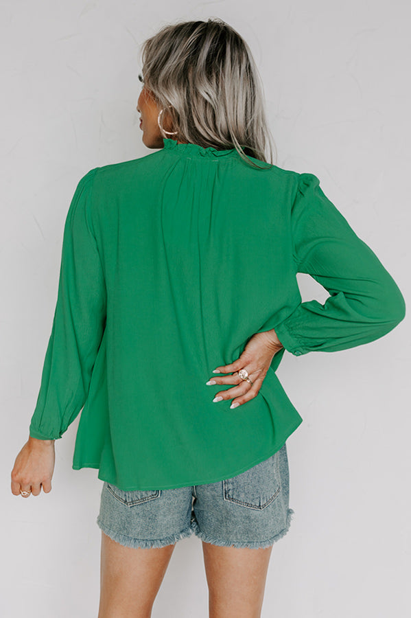 Well Mannered Smocked Top in Kelly Green