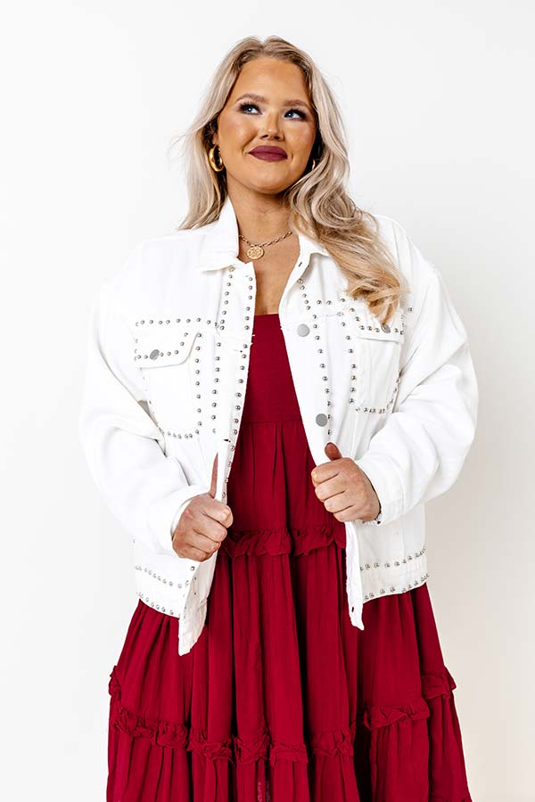 Closer To Home Studded Denim Jacket Curves