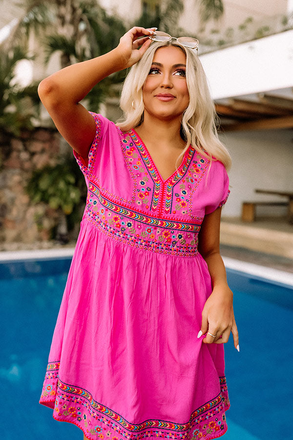 mexican embroidered mini dress Liliana Cruz Mini Dress- Teal Medium