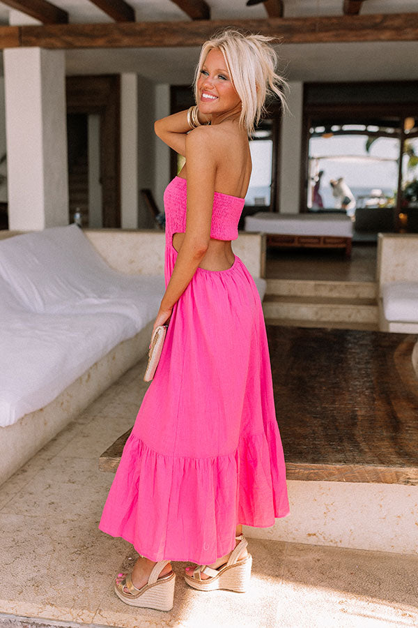 A Perfect Day Cut Out Midi In Hot Pink