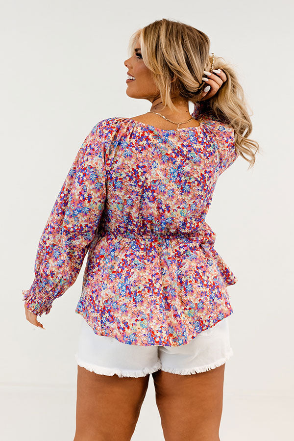 Cancun Crushing Front Tie Top In Pink Curves