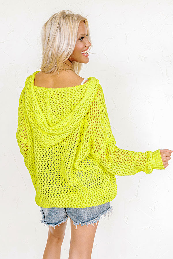 LA Influencer Knit Hoodie In Yellow