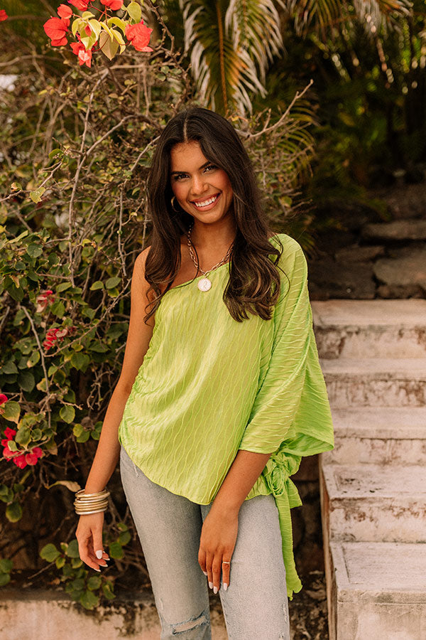 Beauty Filter One Shoulder Top In Lime