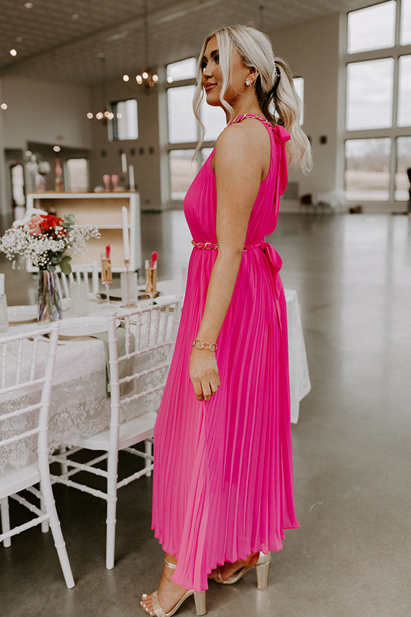 hot pink pleated dress Detail Long Sleeve Midi Dress Measures 46 in length Hot pink + pleats =