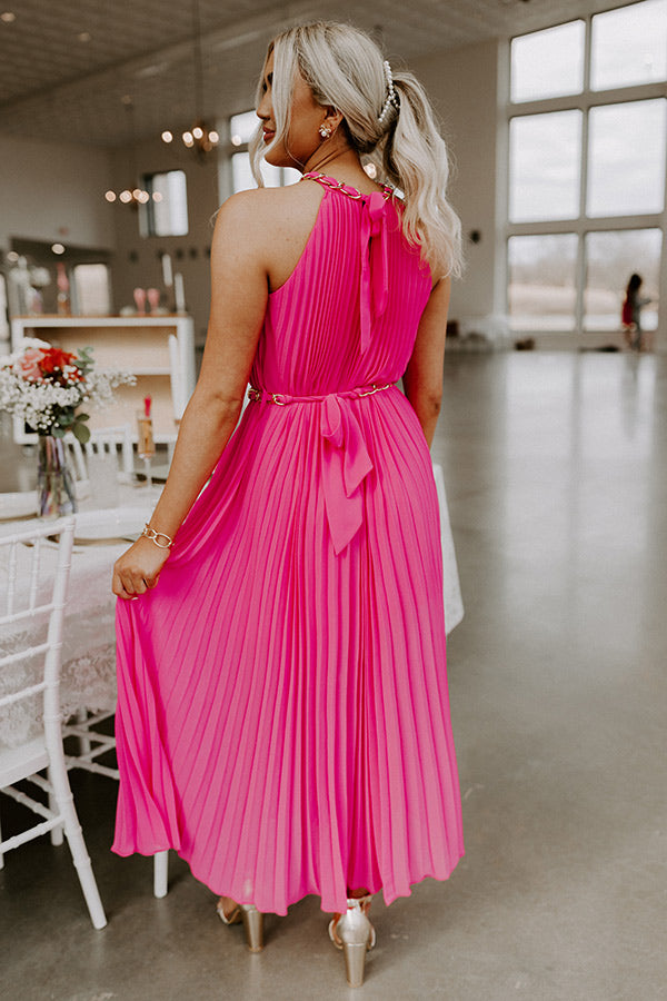 Radiant Reflection Pleated Maxi In Hot Pink Radiant Reflection Pleated Maxi In Hot Pink