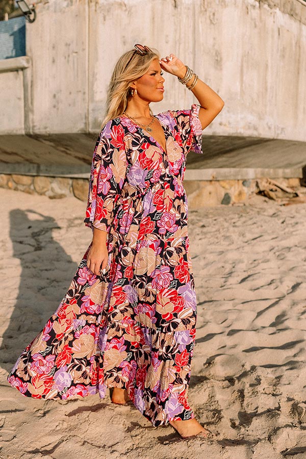 Sunny Garden Maxi In Navy Curves