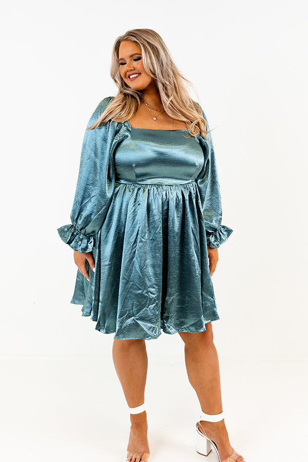 Address The Room Babydoll Dress In Teal Curves