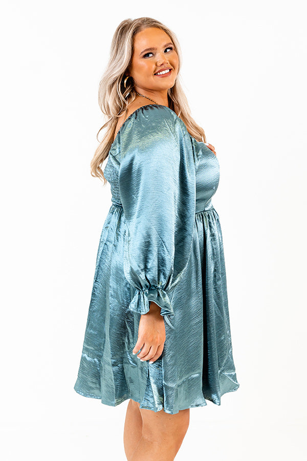 Address The Room Babydoll Dress In Teal Curves