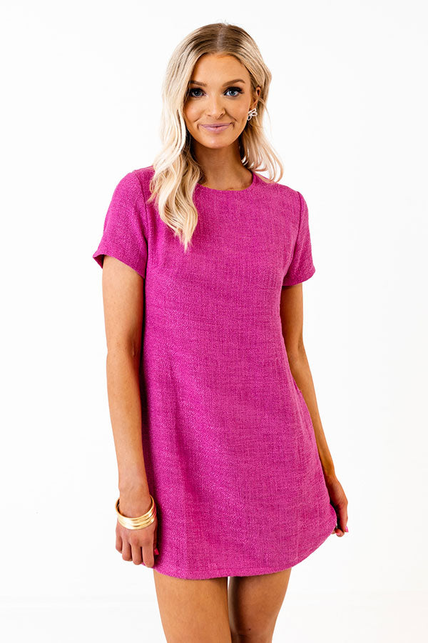 Never Speechless Tweed Mini Dress In Fuchsia