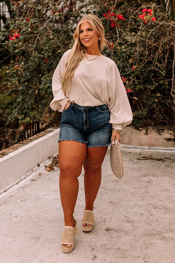 The Cindy High Waist Frayed Shorts Curves