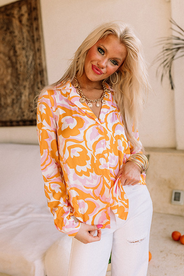 Holding Onto Happiness Front Tie Top In Orange