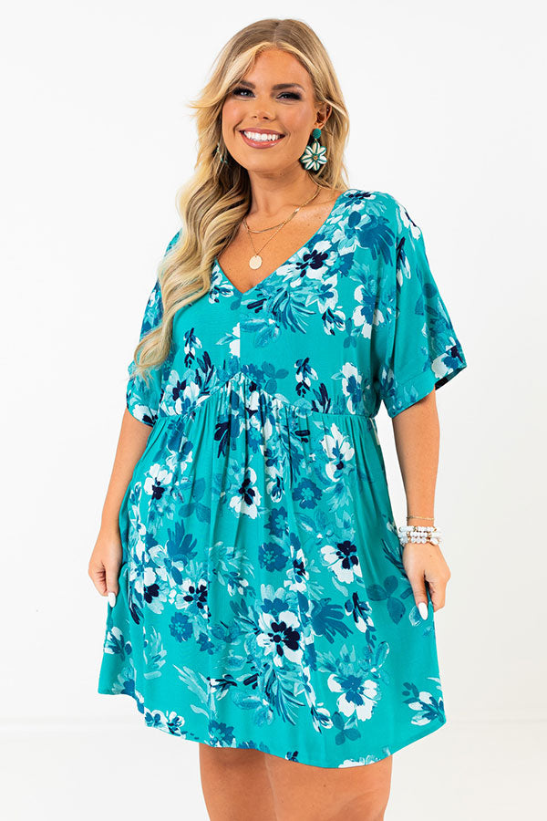 Try To Resist Babydoll Dress In Turquoise Curves