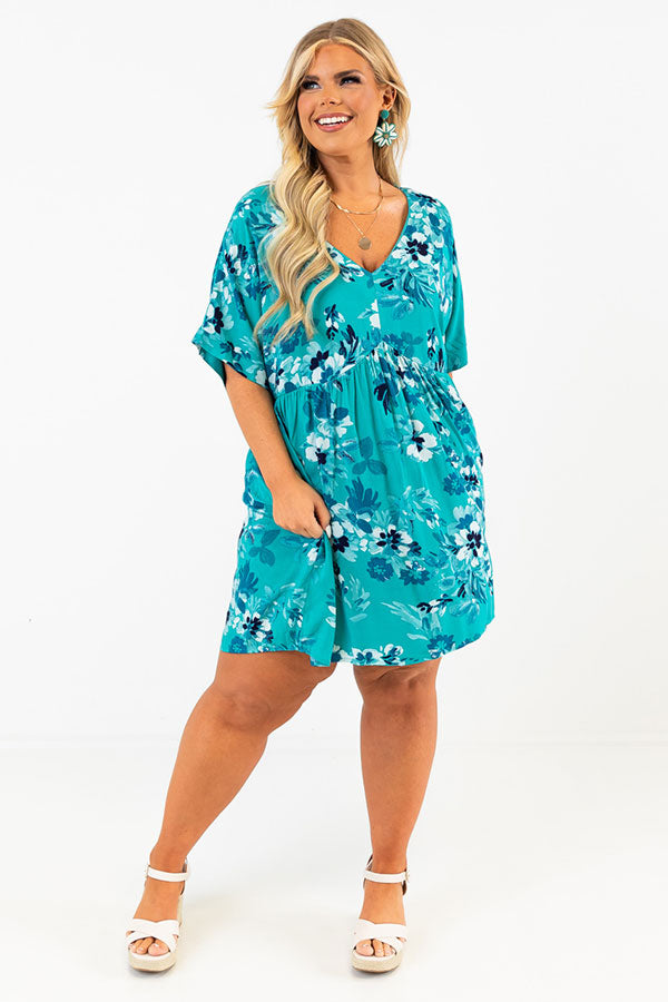 Try To Resist Babydoll Dress In Turquoise Curves