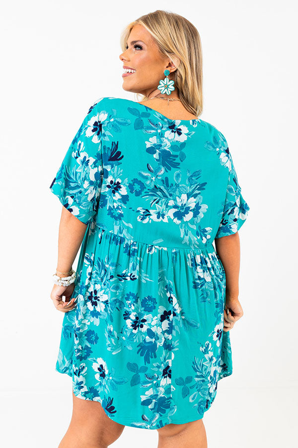 Try To Resist Babydoll Dress In Turquoise Curves