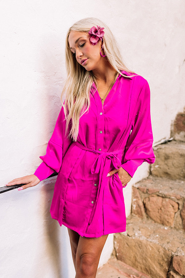 hot pink satin shirt dress Hot Pink Shirt Dress Sew Anastasia