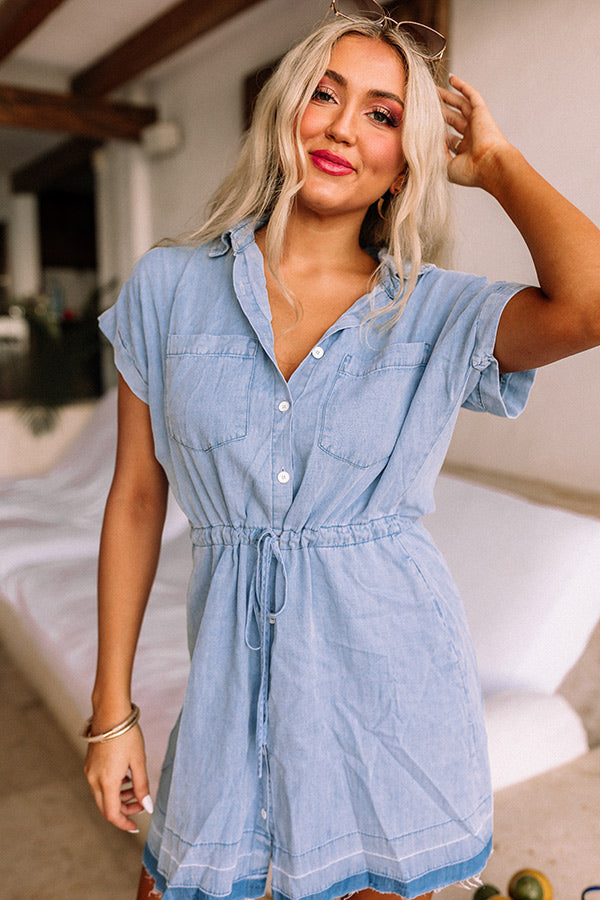 Short sleeve chambray hot sale dress