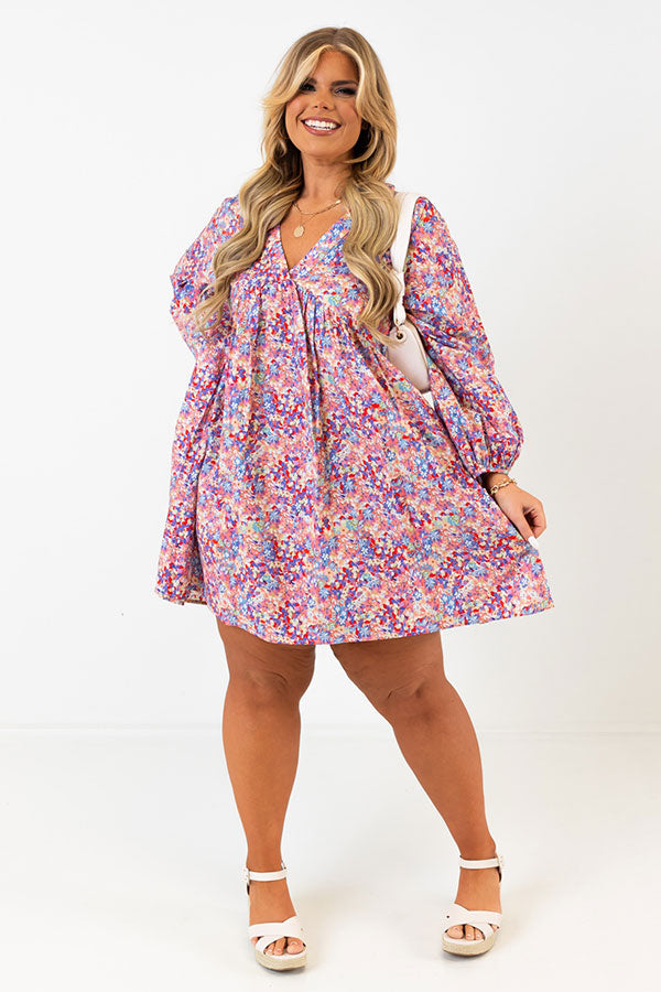 Party in Galveston Babydoll Dress in Blooming Dahlia Curves