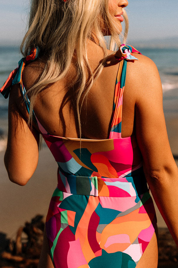 Cancun Crushing Color Block One Piece Swimsuit