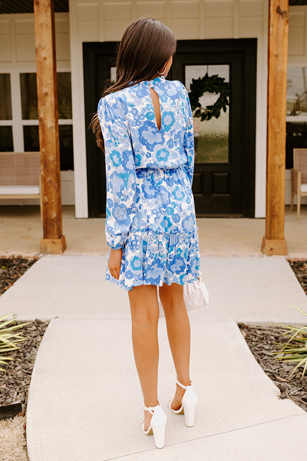 Malibu Pier Floral Dress In Blue