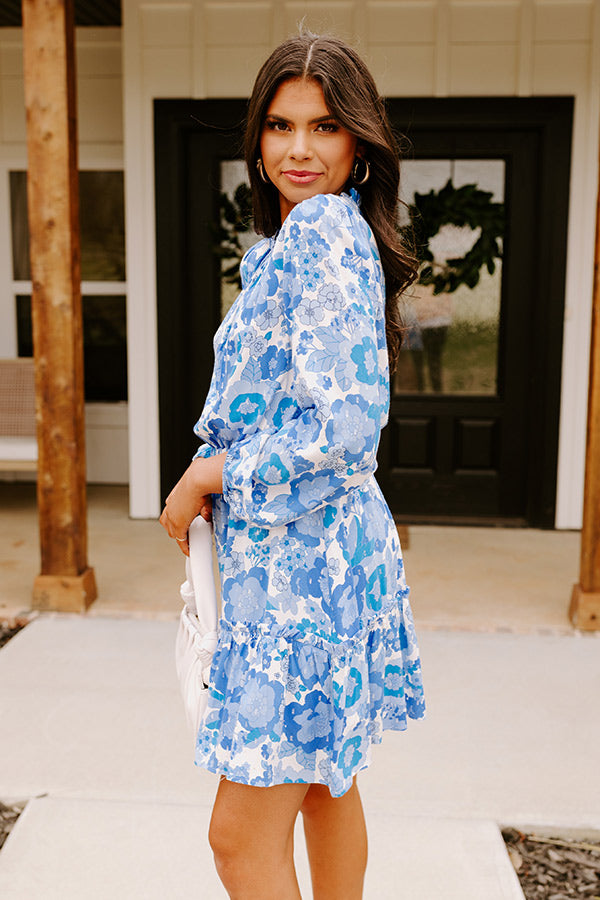 Malibu Pier Floral Dress In Blue