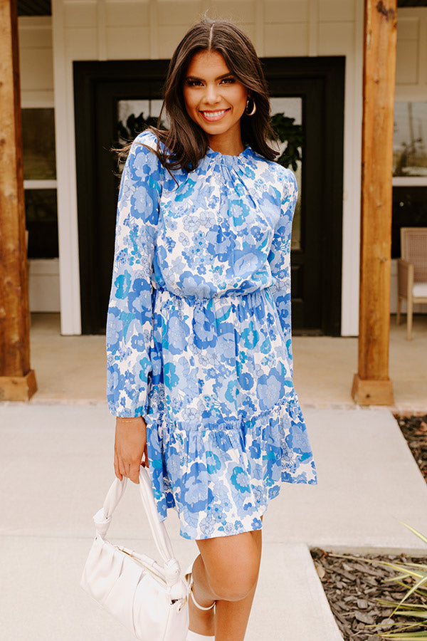 Malibu Pier Floral Dress In Blue