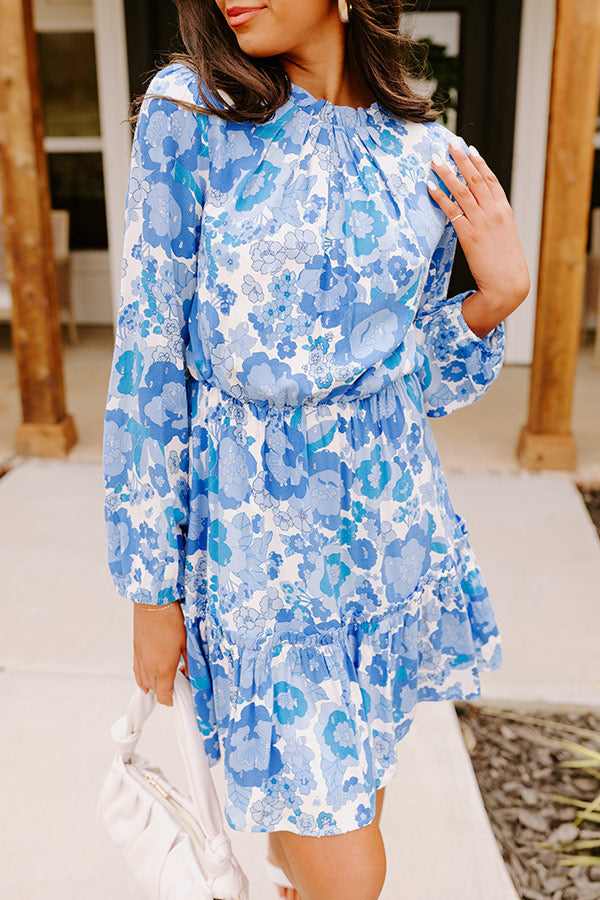 Malibu Pier Floral Dress In Blue