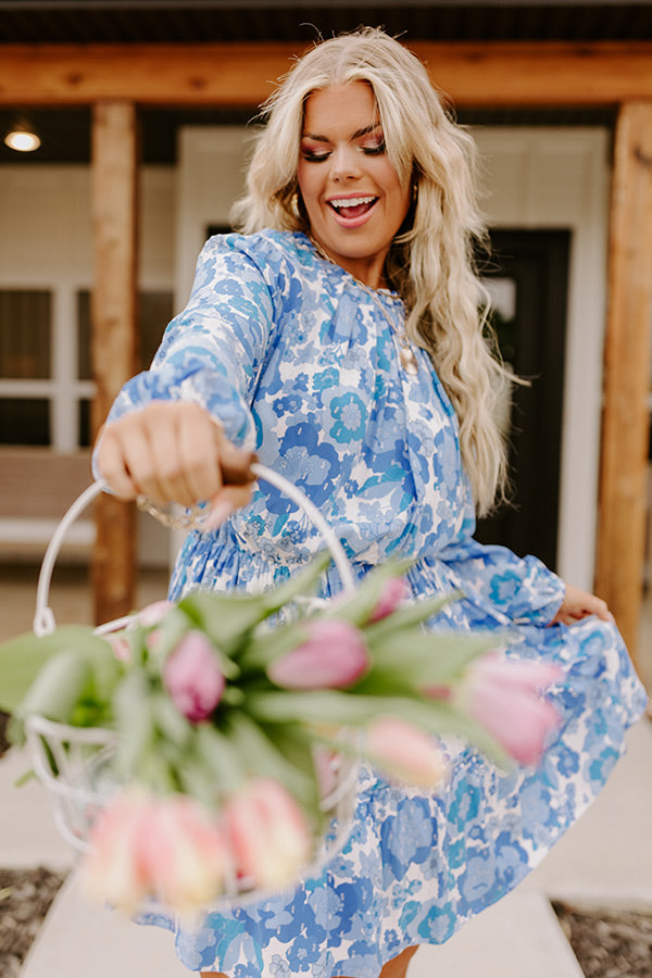 dresses malibu blue From Malibu Floral Mini Dress in Royal Blue M / royal-blue