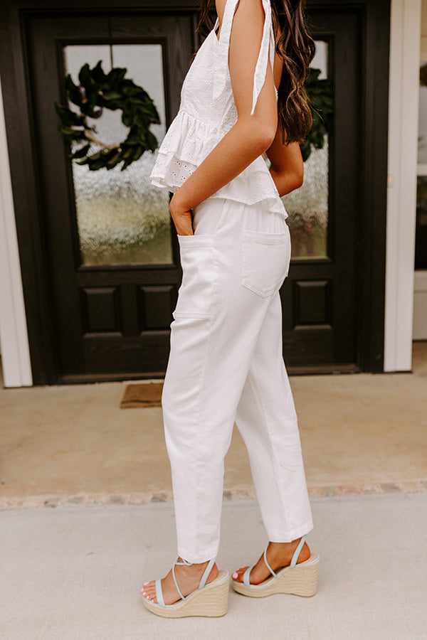 The Lari High Waist Button Up Trousers in Ivory