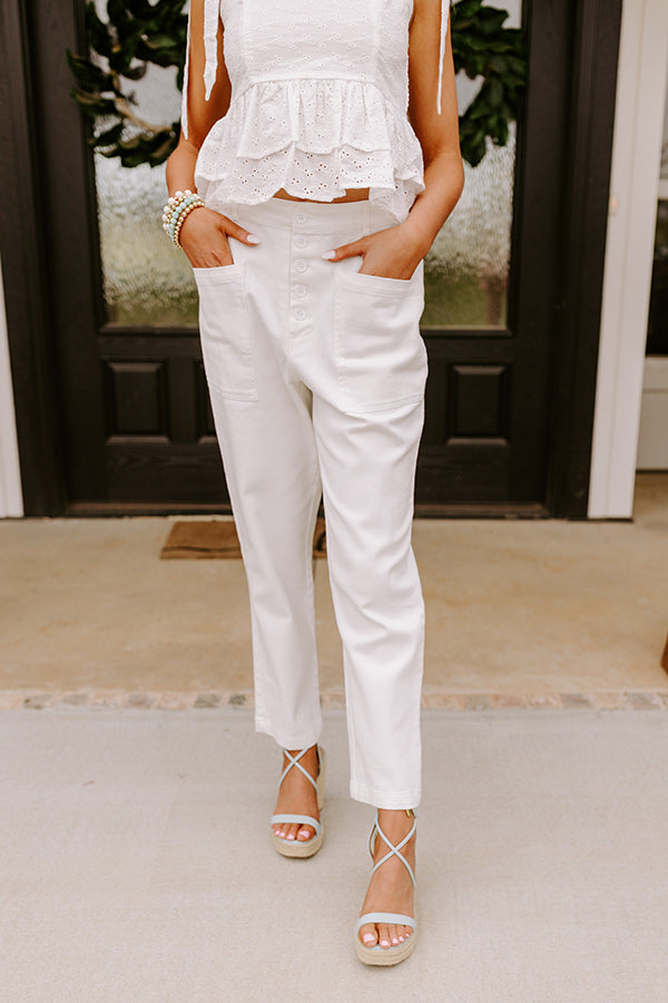 The Lari High Waist Button Up Trousers in Ivory