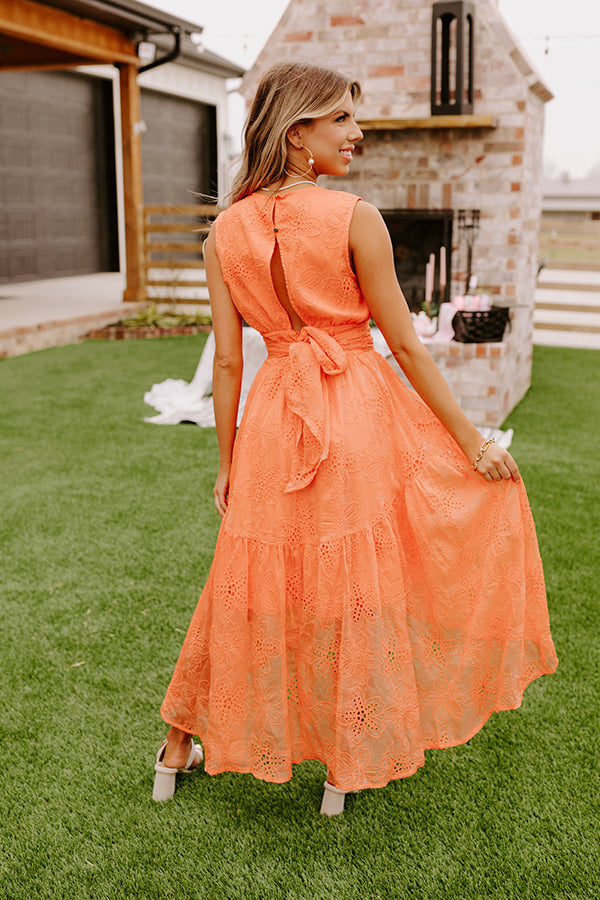 Sun-Kissed Serenade Embroidered Midi In Orange • Impressions Online Boutique