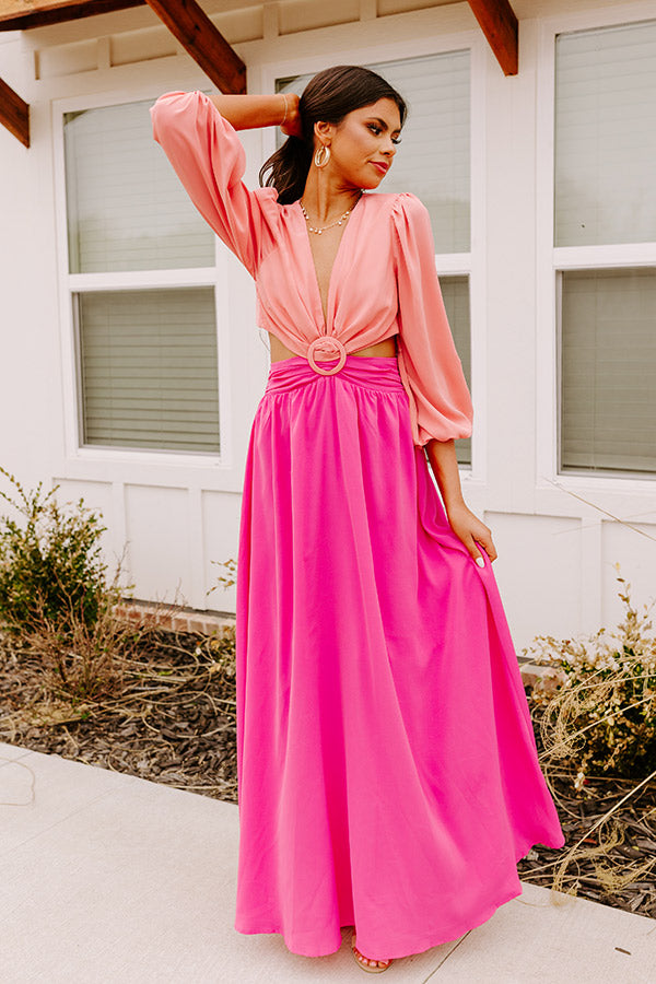 Hotel Plaza Cut Out Maxi Dress In Pink