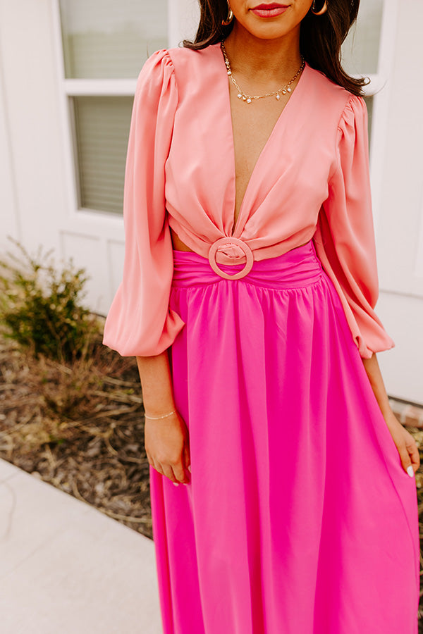 Hotel Plaza Cut Out Maxi Dress In Pink