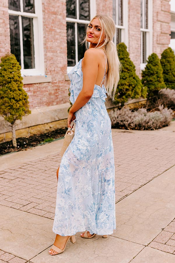 Santorini Honeymoon Floral Maxi