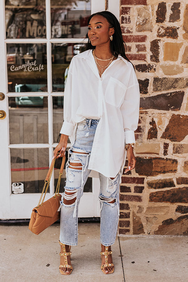 Urban Adventures Oversized Button Up In White