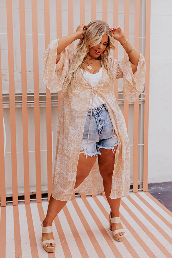 Greek Island Hopping Duster In Peach Curves