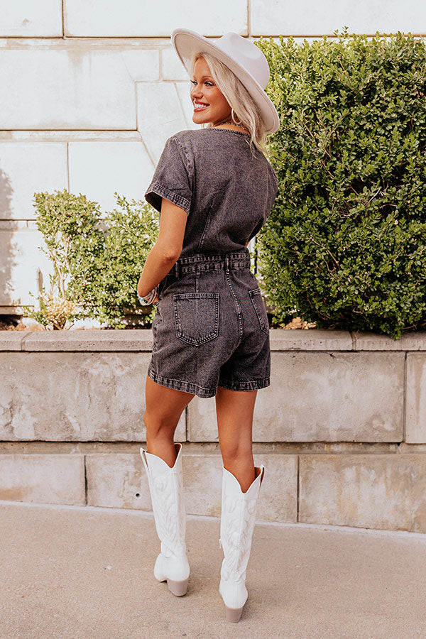 Manhattan Marvels Denim Romper in Vintage Black Image - 1