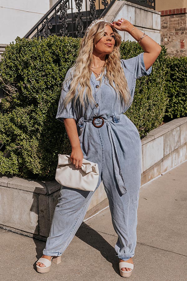 Path to Happiness Chambray Jumpsuit Curves