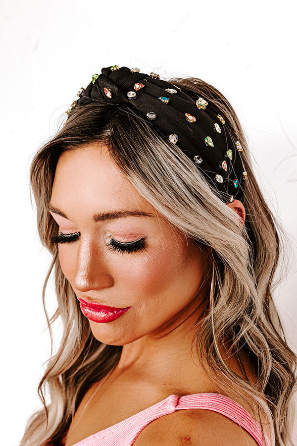 Angelic Aura Embellished Headband In Black