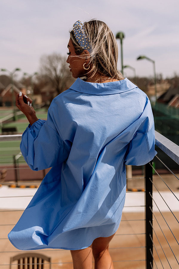 Preppy and Proud Tunic Dress In Sky Blue