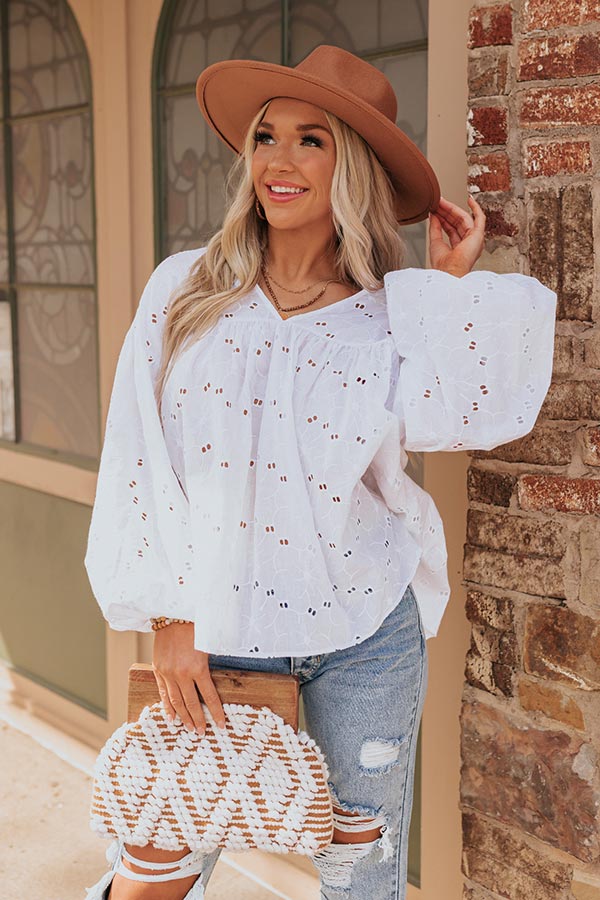 Bellini Brunching Eyelet Top in White