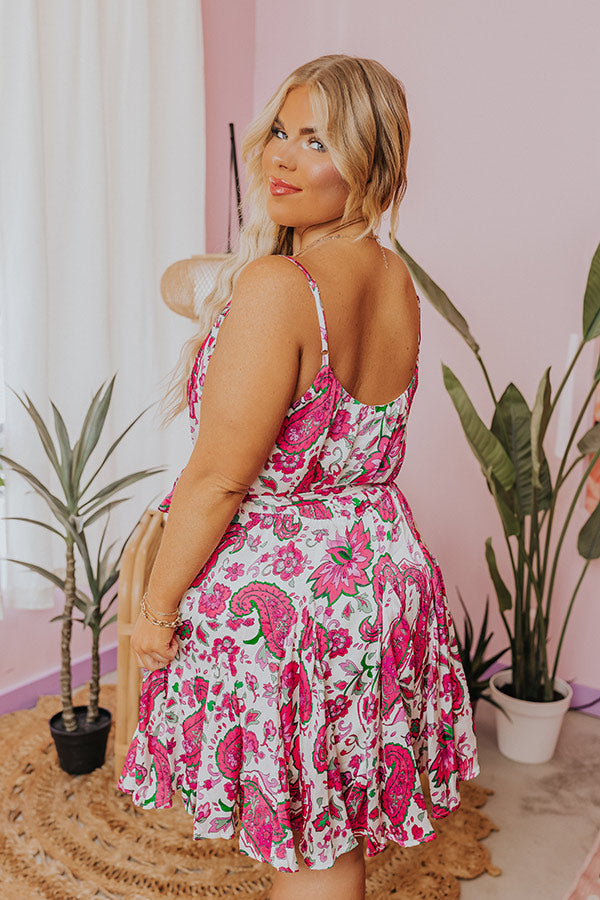 hot pink floral dress Pink and Red Jacquard Floral Midi Dress