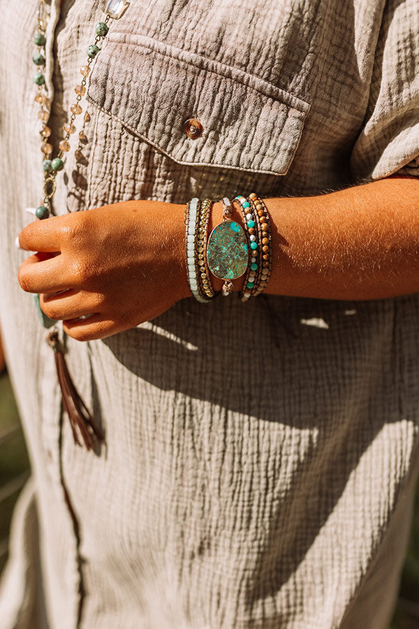 Sangria Cruise Semi Precious Wrap Bracelet In Turquoise